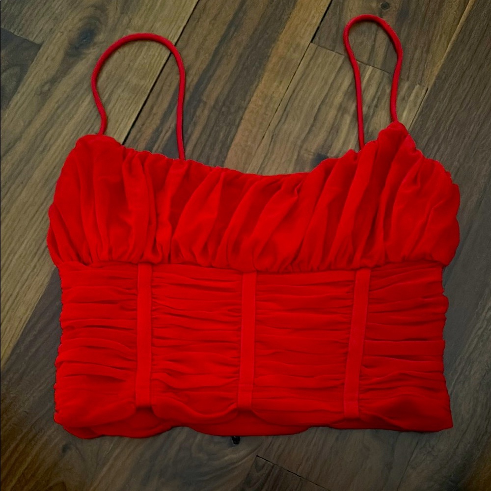 Red Ruched Women's Top